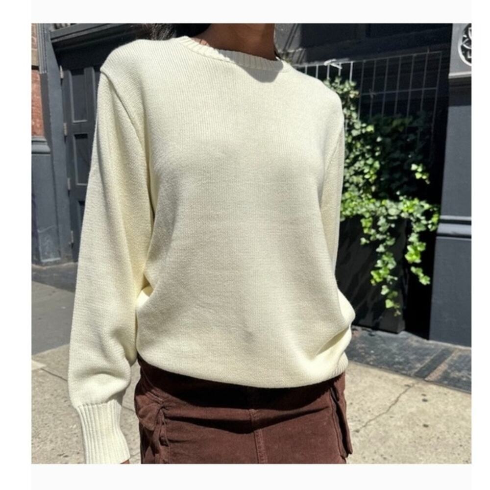 Brandy Melville Cream Ivory Brianna Sweater 100% Cotton Oversized Classic Preppy